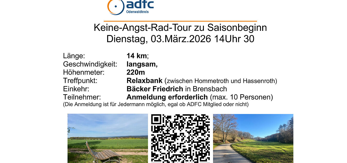 Tourenangebot - leicht - unseres ADFC-Tourguides Robert