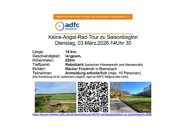 Tourenangebot - leicht - unseres ADFC-Tourguides Robert