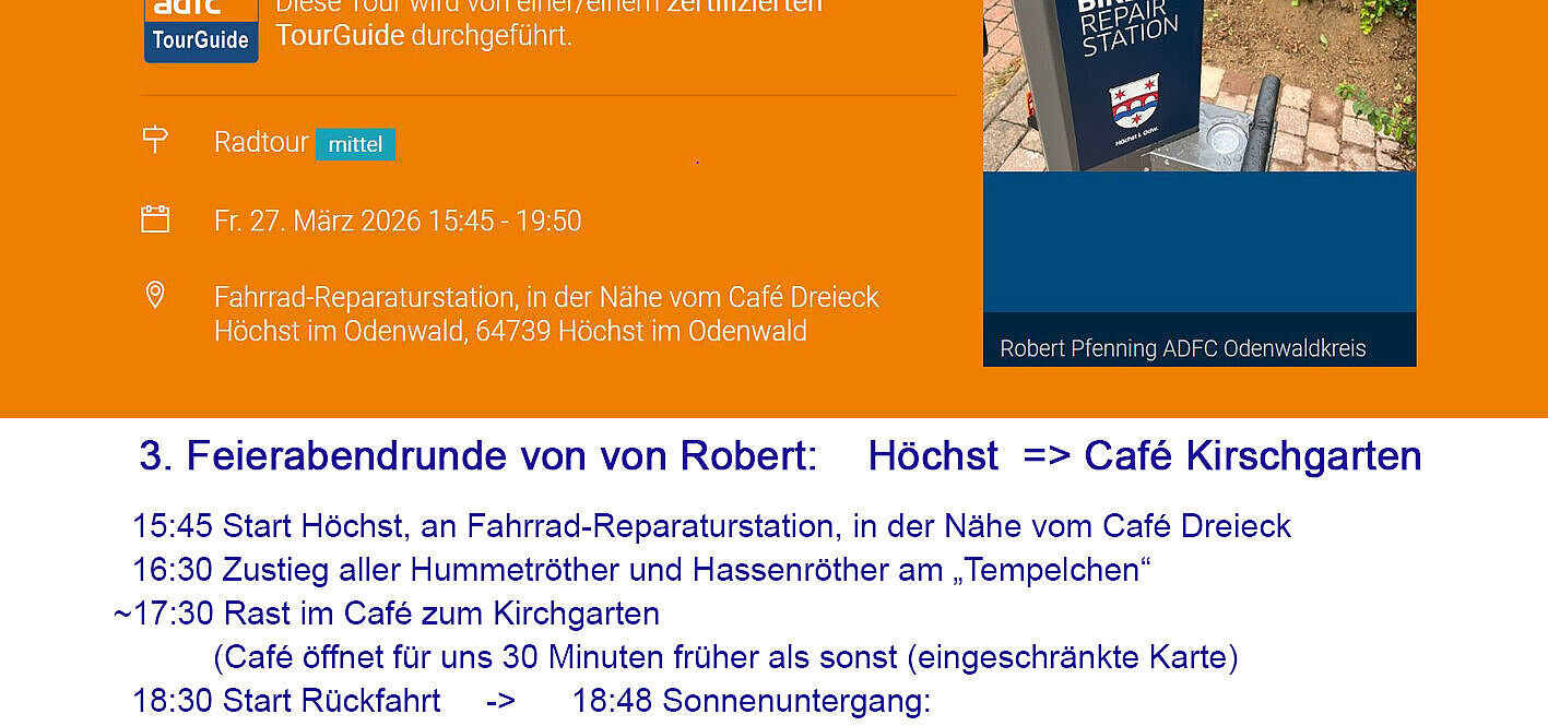 Ankündigung: Ein weiteres Tourenangebot von Robert